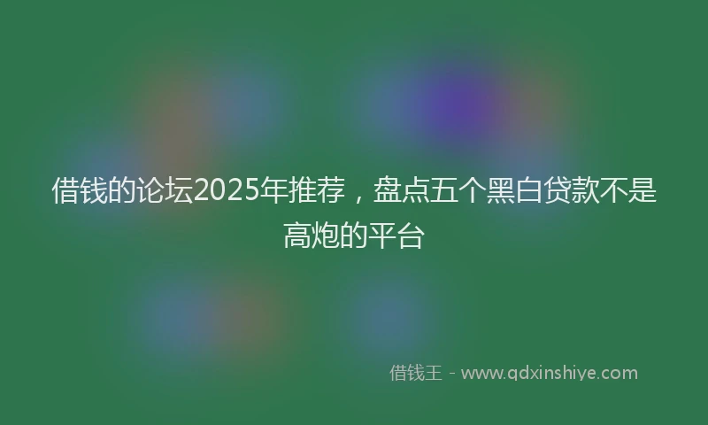 借钱的论坛2025年推荐，盘点五个黑白贷款不是高炮的平台
