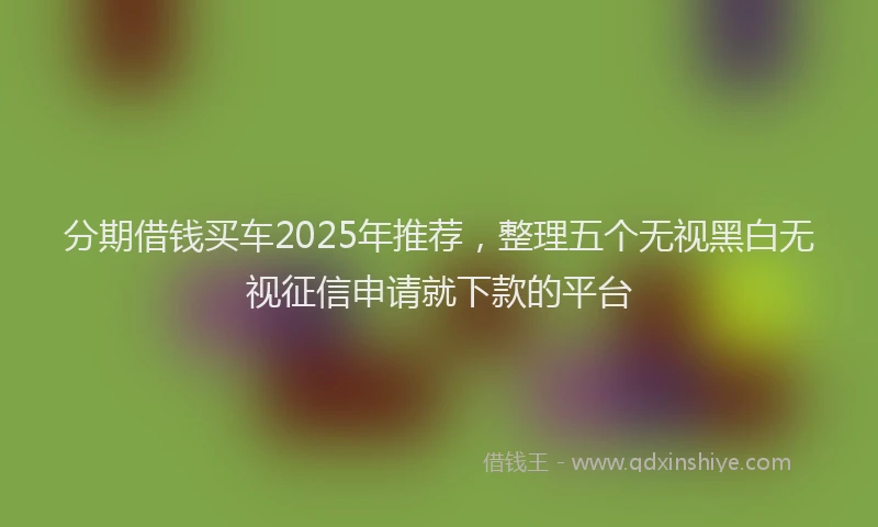 分期借钱买车2025年推荐，整理五个无视黑白无视征信申请就下款的平台