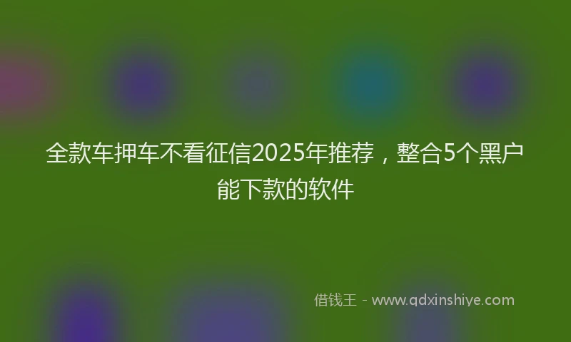 全款车押车不看征信2025年推荐，整合5个黑户能下款的软件