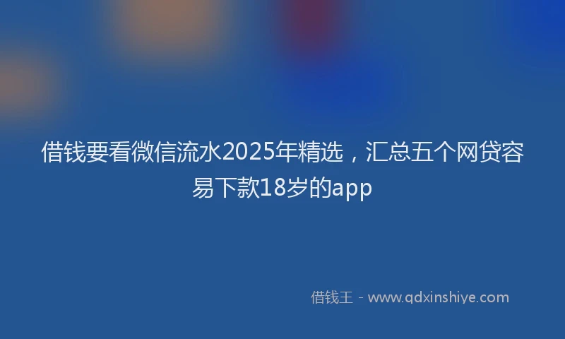 借钱要看微信流水2025年精选，汇总五个网贷容易下款18岁的app