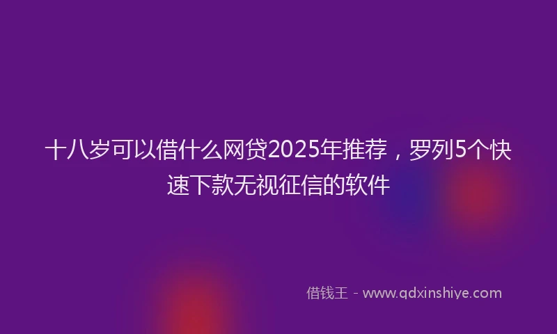 十八岁可以借什么网贷2025年推荐，罗列5个快速下款无视征信的软件