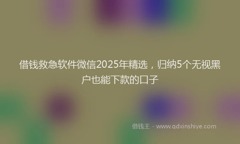 借钱救急软件微信2025年精选，归纳5个无视黑户也能下款的口子
