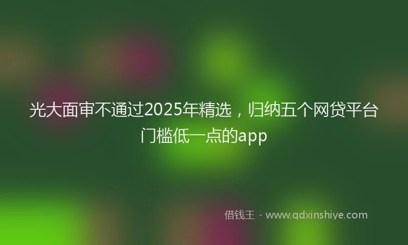 光大面审不通过2025年精选，归纳五个网贷平台门槛低一点的app