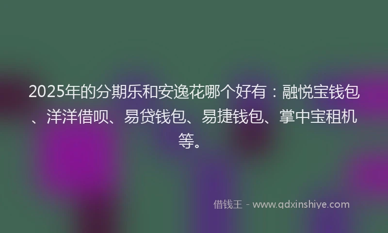 2025年的分期乐和安逸花哪个好有：融悦宝钱包、洋洋借呗、易贷钱包、易捷钱包、掌中宝租机等。
