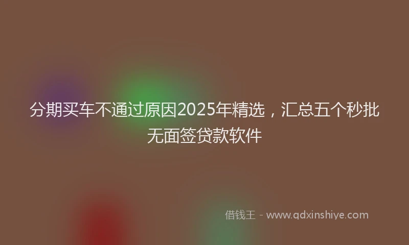 分期买车不通过原因2025年精选，汇总五个秒批无面签贷款软件