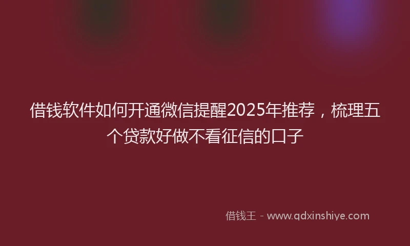 借钱软件如何开通微信提醒2025年推荐，梳理五个贷款好做不看征信的口子
