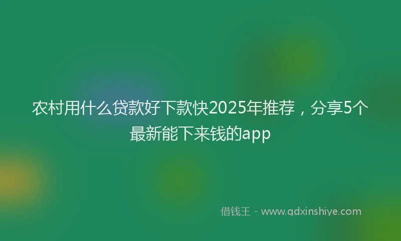 农村用什么贷款好下款快2025年推荐，分享5个最新能下来钱的app