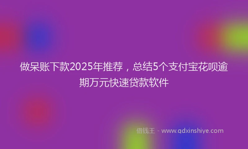 做呆账下款2025年推荐，总结5个支付宝花呗逾期万元快速贷款软件