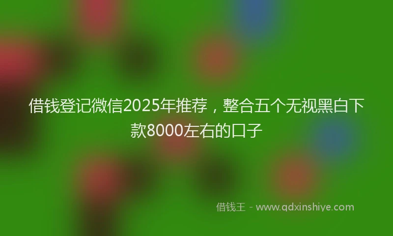 借钱登记微信2025年推荐，整合五个无视黑白下款8000左右的口子