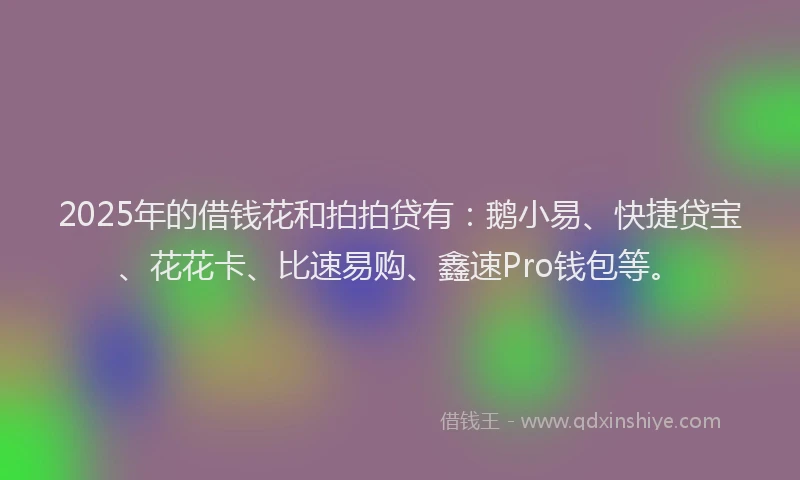 2025年的借钱花和拍拍贷有：鹅小易、快捷贷宝、花花卡、比速易购、鑫速Pro钱包等。
