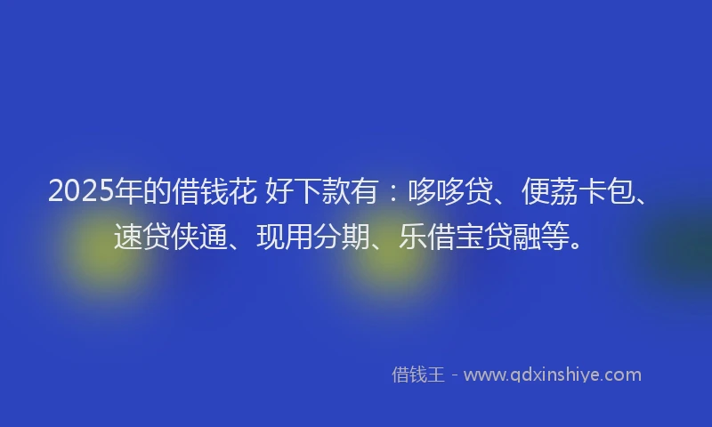 2025年的借钱花 好下款有：哆哆贷、便荔卡包、速贷侠通、现用分期、乐借宝贷融等。