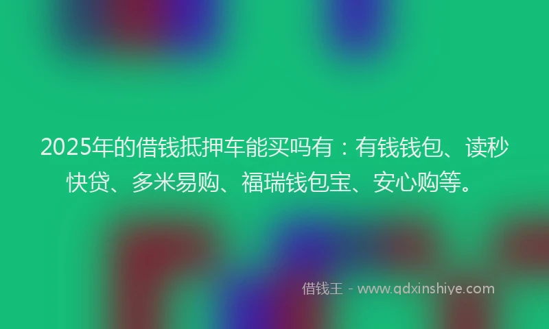 2025年的借钱抵押车能买吗有：有钱钱包、读秒快贷、多米易购、福瑞钱包宝、安心购等。