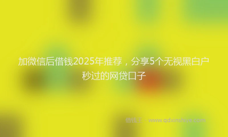 加微信后借钱2025年推荐，分享5个无视黑白户秒过的网贷口子