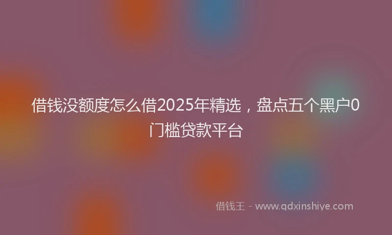 借钱没额度怎么借2025年精选，盘点五个黑户0门槛贷款平台