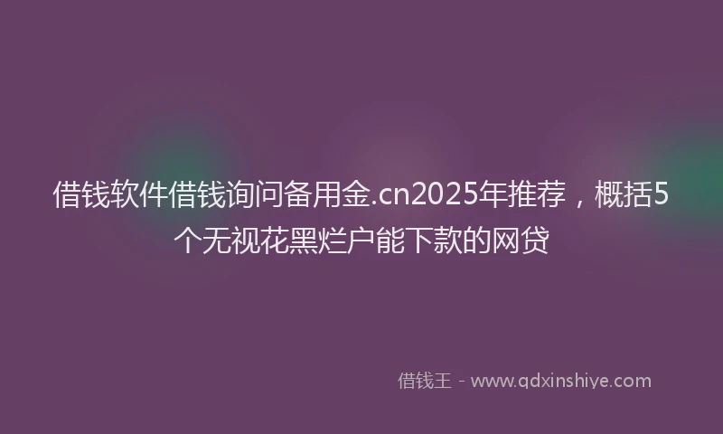 借钱软件借钱询问备用金.cn2025年推荐，概括5个无视花黑烂户能下款的网贷