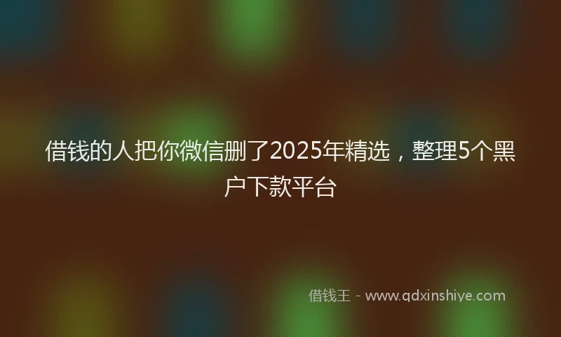借钱的人把你微信删了2025年精选，整理5个黑户下款平台