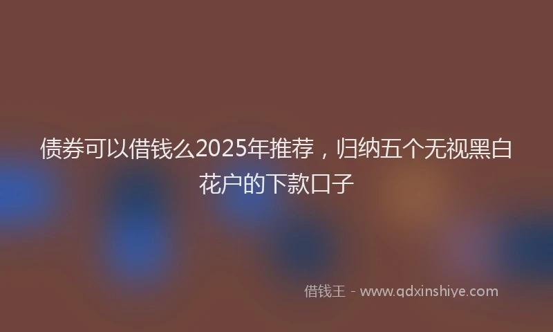 债券可以借钱么2025年推荐，归纳五个无视黑白花户的下款口子