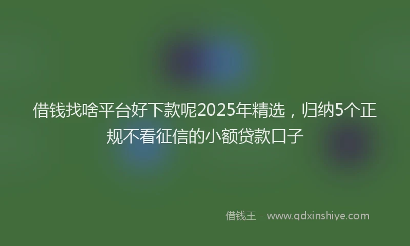 借钱找啥平台好下款呢2025年精选，归纳5个正规不看征信的小额贷款口子