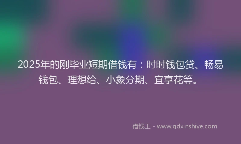 2025年的刚毕业短期借钱有：时时钱包贷、畅易钱包、理想给、小象分期、宜享花等。