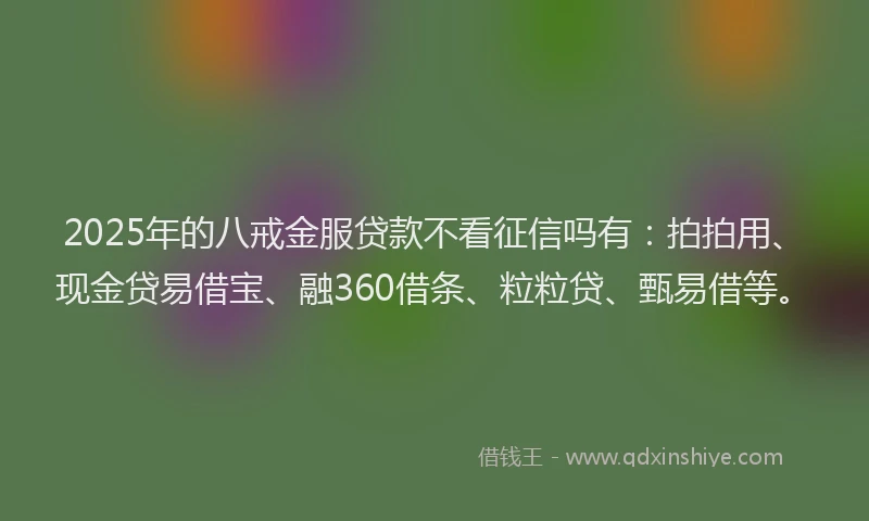 2025年的八戒金服贷款不看征信吗有：拍拍用、现金贷易借宝、融360借条、粒粒贷、甄易借等。