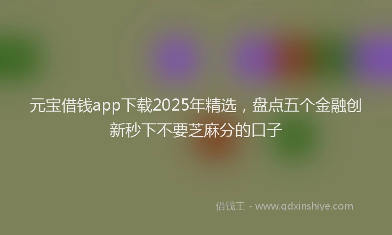 元宝借钱app下载2025年精选，盘点五个金融创新秒下不要芝麻分的口子