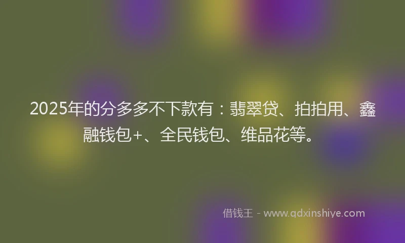 2025年的分多多不下款有：翡翠贷、拍拍用、鑫融钱包+、全民钱包、维品花等。