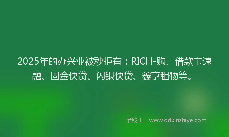 2025年的办兴业被秒拒有：RICH-购、借款宝速融、固金快贷、闪银快贷、鑫享租物等。