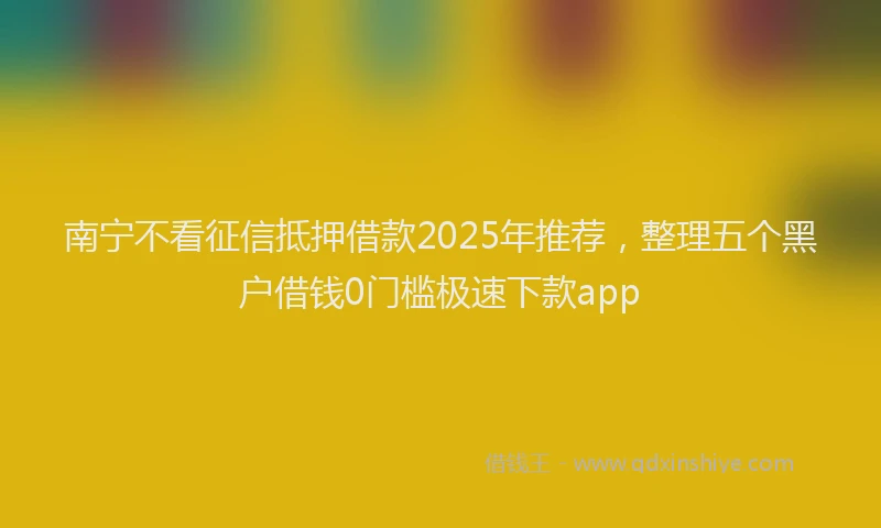 南宁不看征信抵押借款2025年推荐，整理五个黑户借钱0门槛极速下款app