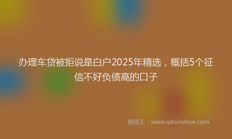 办理车贷被拒说是白户2025年精选，概括5个征信不好负债高的口子