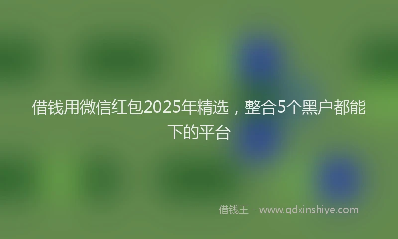 借钱用微信红包2025年精选，整合5个黑户都能下的平台