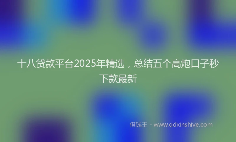 十八贷款平台2025年精选，总结五个高炮口子秒下款最新