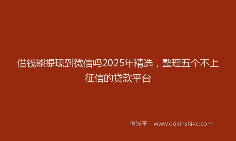 借钱能提现到微信吗2025年精选，整理五个不上征信的贷款平台