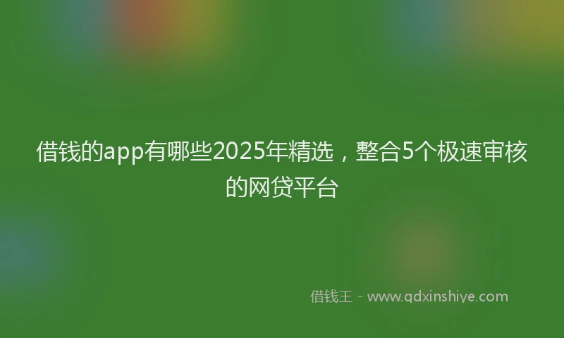 借钱的app有哪些2025年精选，整合5个极速审核的网贷平台