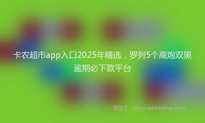 卡农超市app入口2025年精选，罗列5个高炮双黑逾期必下款平台