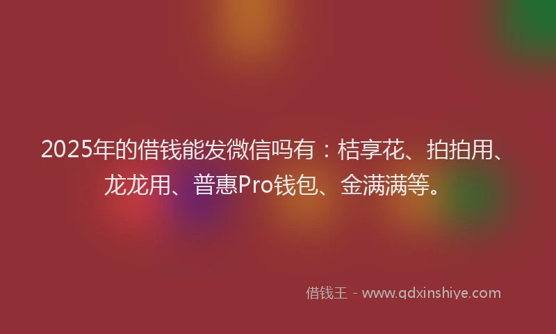 2025年的借钱能发微信吗有：桔享花、拍拍用、龙龙用、普惠Pro钱包、金满满等。