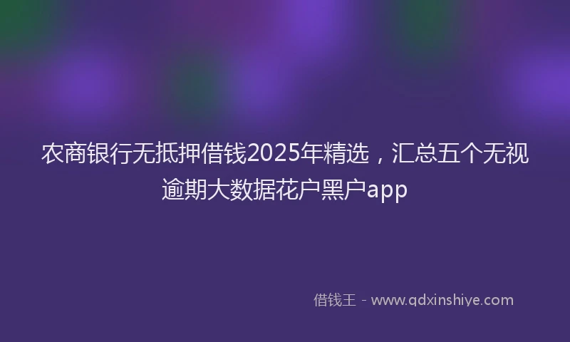 农商银行无抵押借钱2025年精选，汇总五个无视逾期大数据花户黑户app