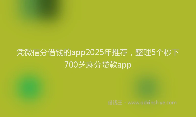 凭微信分借钱的app2025年推荐，整理5个秒下700芝麻分贷款app