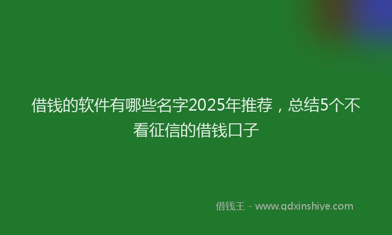 借钱的软件有哪些名字2025年推荐，总结5个不看征信的借钱口子