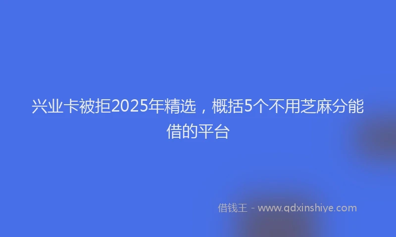 兴业卡被拒2025年精选，概括5个不用芝麻分能借的平台
