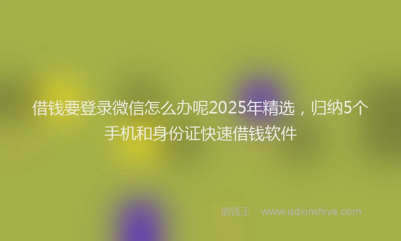借钱要登录微信怎么办呢2025年精选，归纳5个手机和身份证快速借钱软件