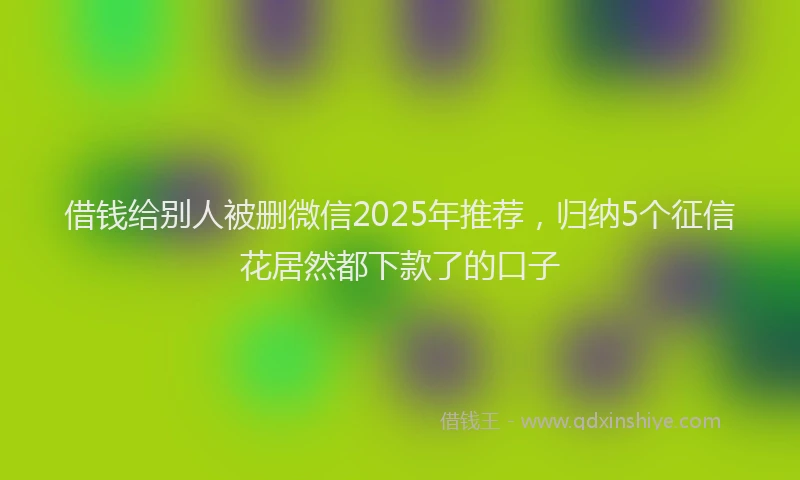借钱给别人被删微信2025年推荐，归纳5个征信花居然都下款了的口子