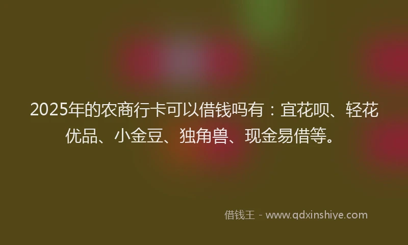 2025年的农商行卡可以借钱吗有：宜花呗、轻花优品、小金豆、独角兽、现金易借等。