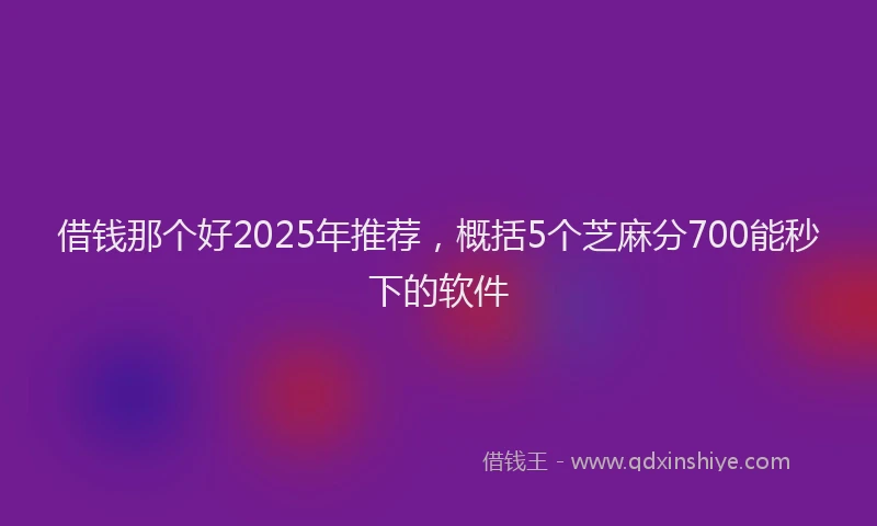借钱那个好2025年推荐，概括5个芝麻分700能秒下的软件