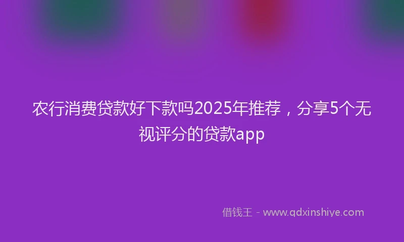 农行消费贷款好下款吗2025年推荐，分享5个无视评分的贷款app
