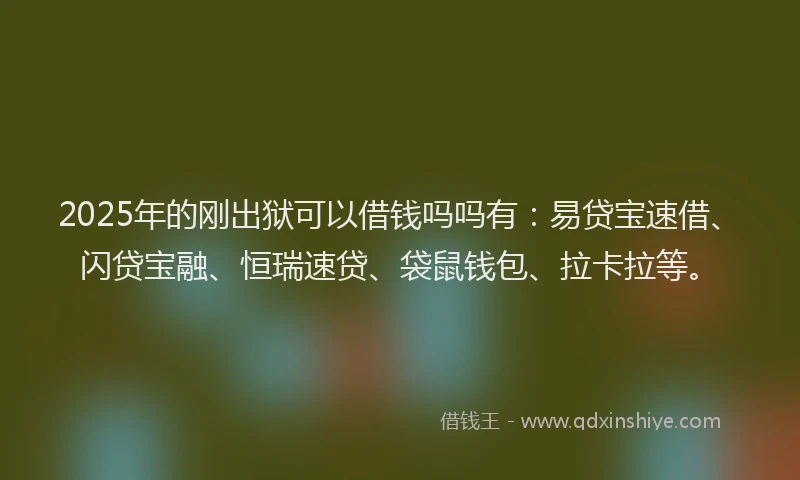 2025年的刚出狱可以借钱吗吗有：易贷宝速借、闪贷宝融、恒瑞速贷、袋鼠钱包、拉卡拉等。