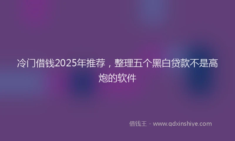 冷门借钱2025年推荐，整理五个黑白贷款不是高炮的软件