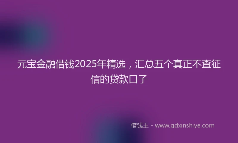 元宝金融借钱2025年精选，汇总五个真正不查征信的贷款口子