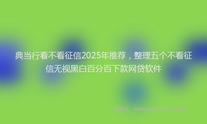 典当行看不看征信2025年推荐，整理五个不看征信无视黑白百分百下款网贷软件