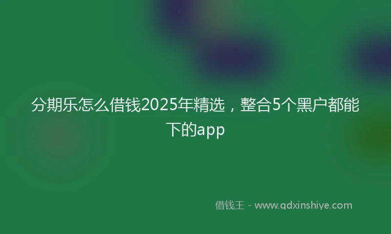 分期乐怎么借钱2025年精选，整合5个黑户都能下的app