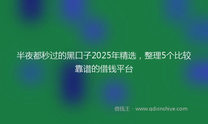 半夜都秒过的黑口子2025年精选，整理5个比较靠谱的借钱平台